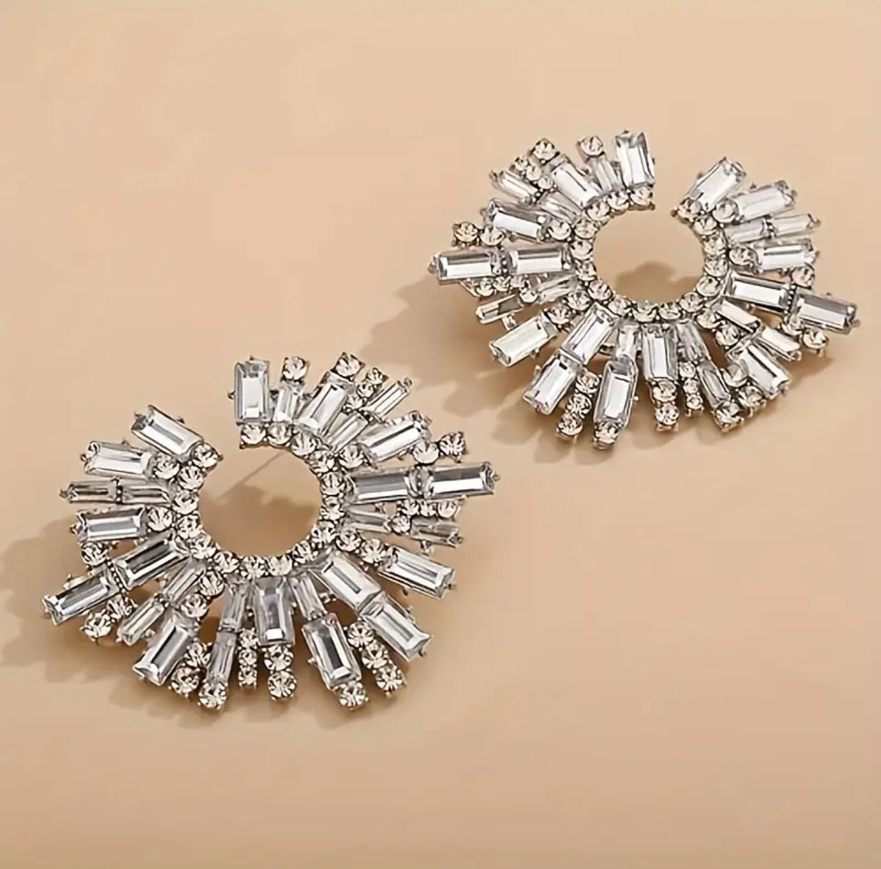 Sun Burst Rhinestone Earrings