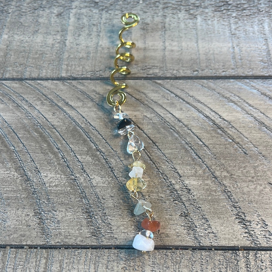 Spiral Stone Embellished Loc Hair Jewelry (Long)