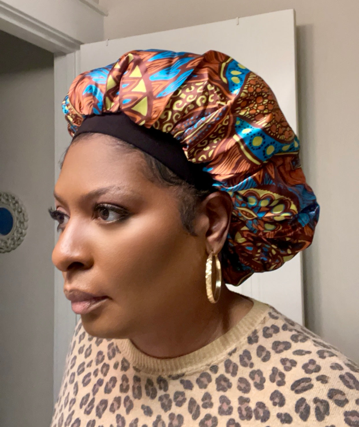 Large Double Layer Satin Lined Bonnet