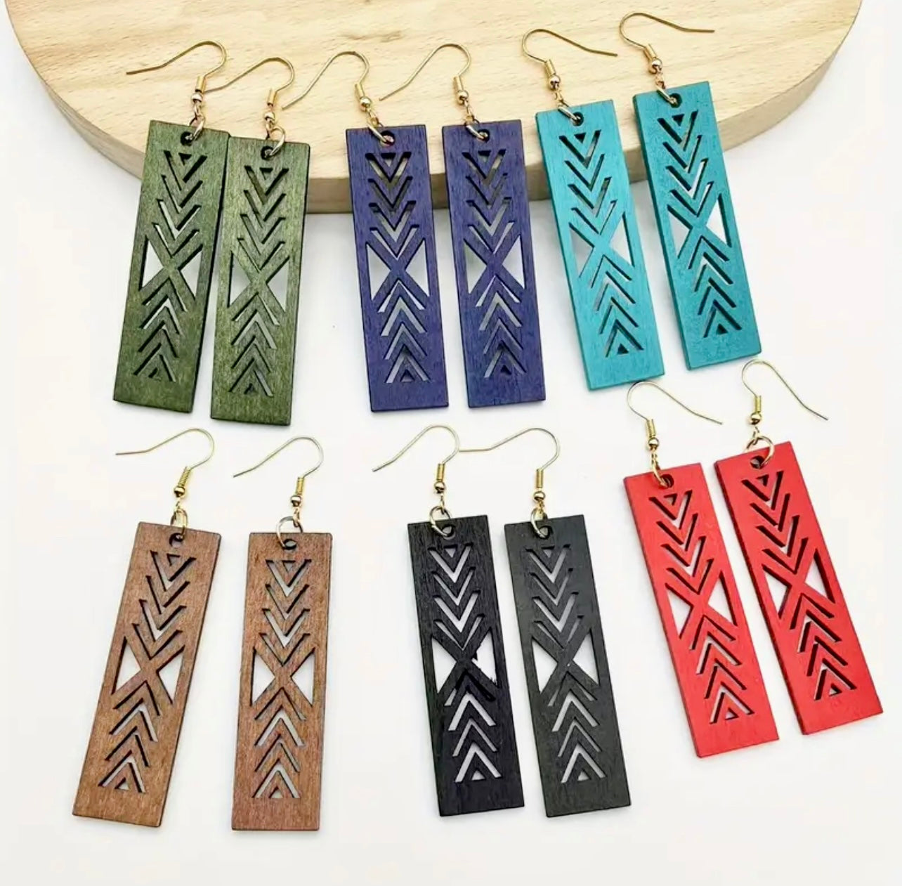 Rectangular Shaped Geometric Dangle Earnings