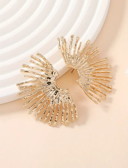 Retro Golden Semi Sunflower Earrings