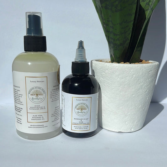 The Dynamic Duo - Daily Moisturizing & Refresher Spray AND Rosemary Scalp & Hair Strengthening Oil