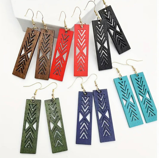 Rectangular Shaped Geometric Dangle Earnings