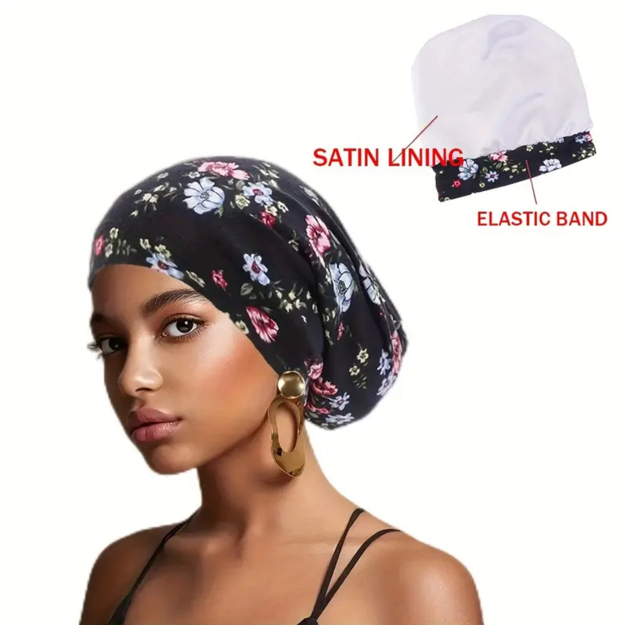 Double Layer Satin Lined Sleep Cap