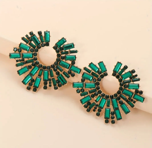 Sun Burst Rhinestone Earrings