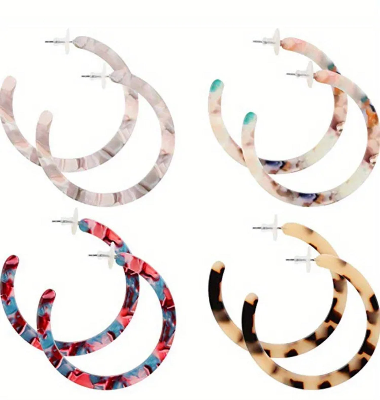 Large C-Shape Acrylic Hoop Earrings