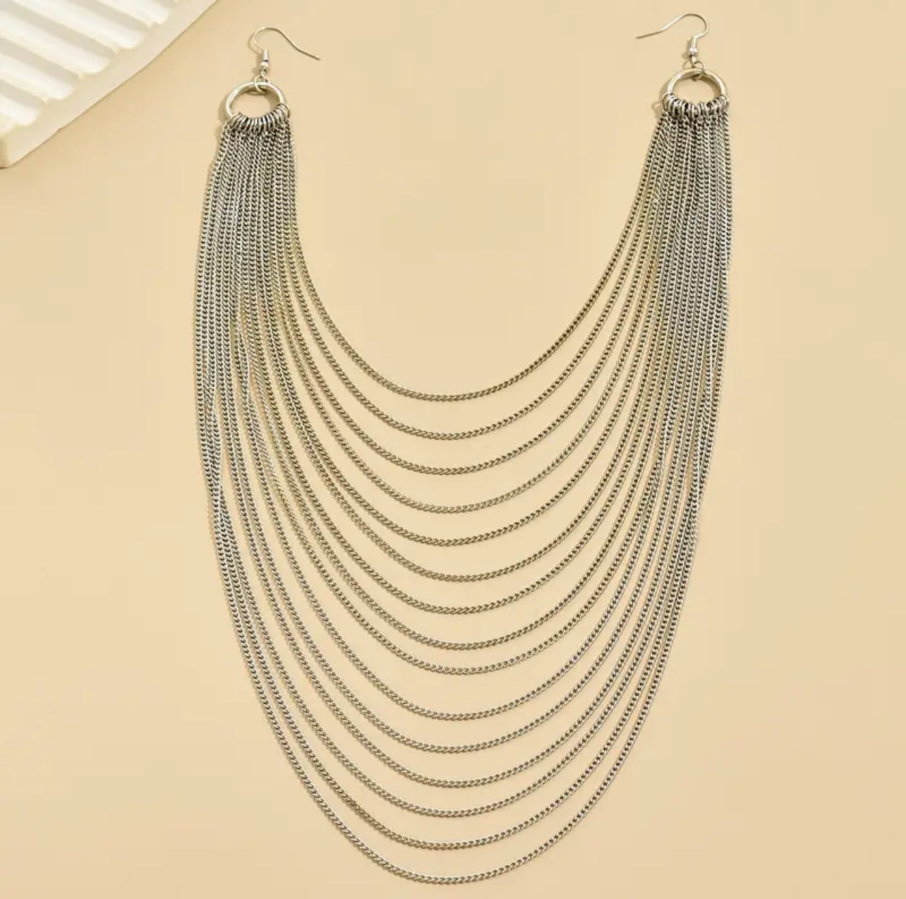 Exaggerated Multi Chain Tassel Earring Necklace