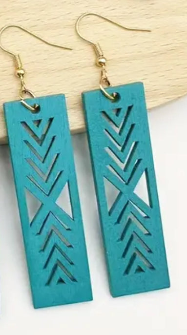 Rectangular Shaped Geometric Dangle Earnings