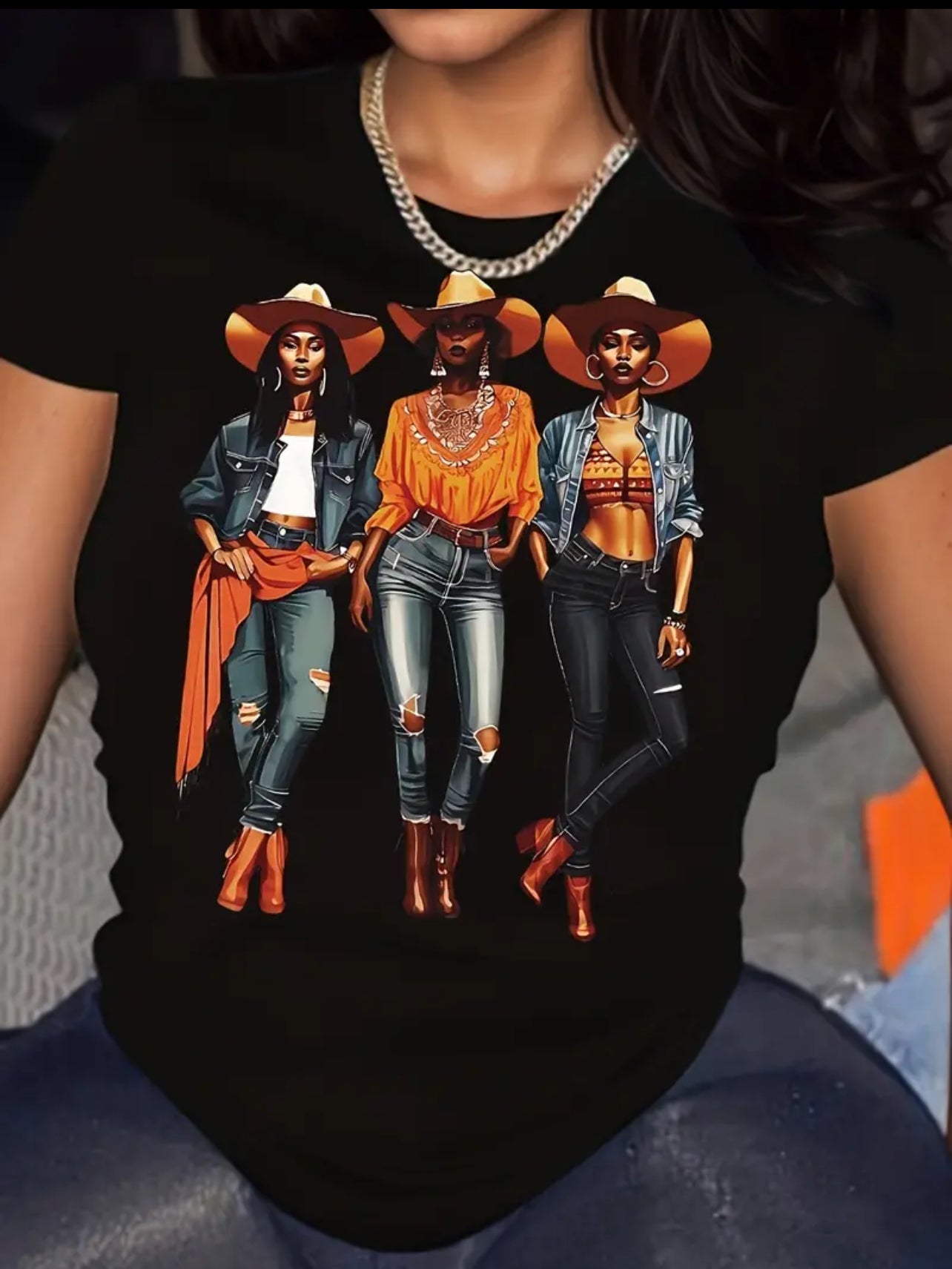 "Ain't No Hold 'Em" - Black Cowgirl T-Shirt