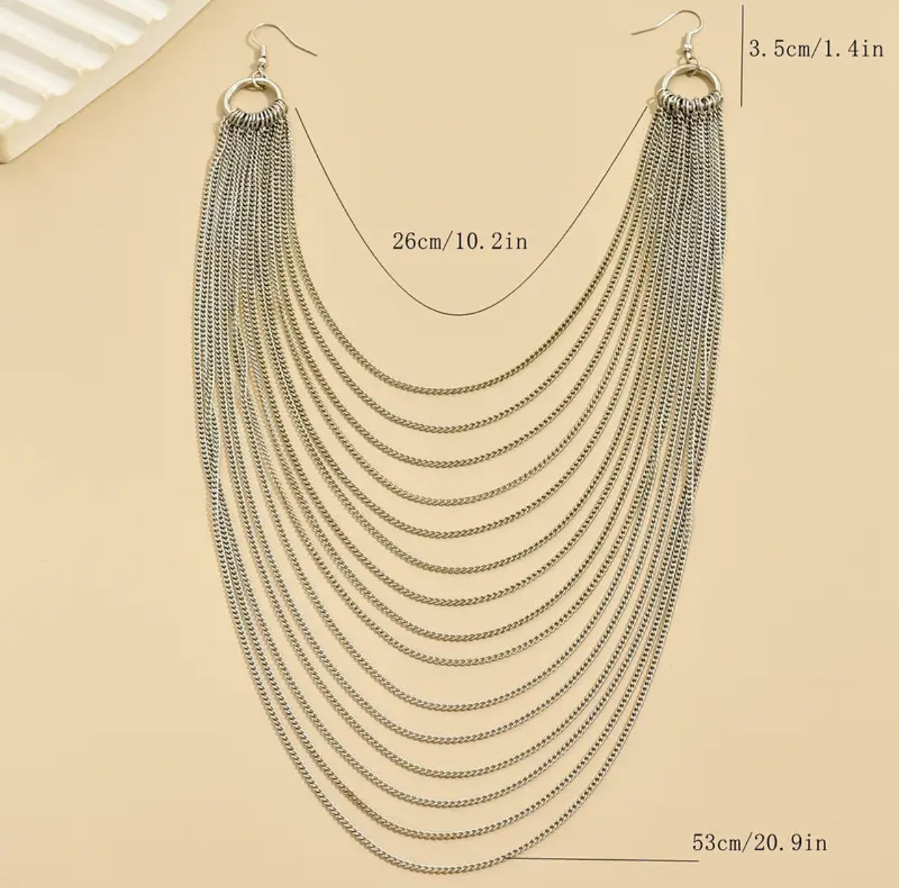 Exaggerated Multi Chain Tassel Earring Necklace