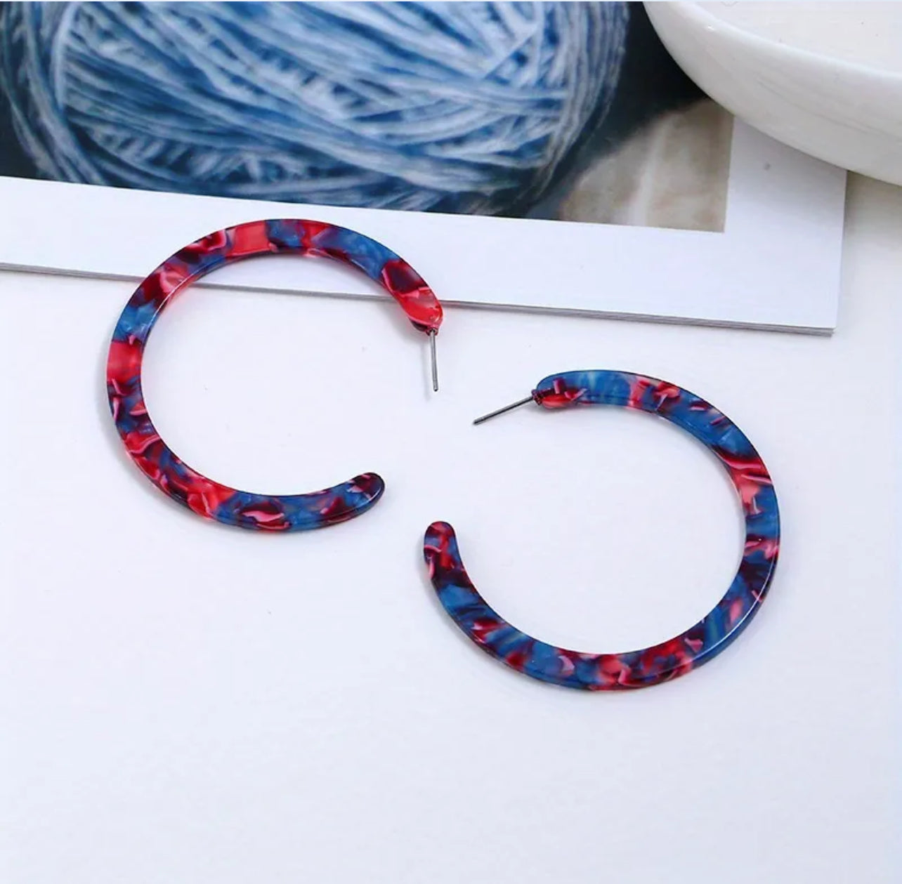 Large C-Shape Acrylic Hoop Earrings