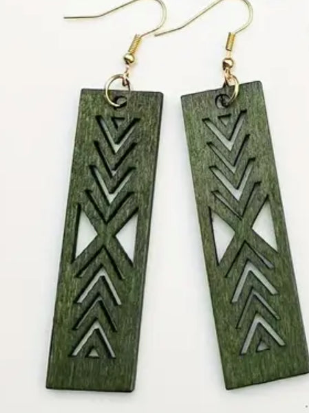 Rectangular Shaped Geometric Dangle Earnings