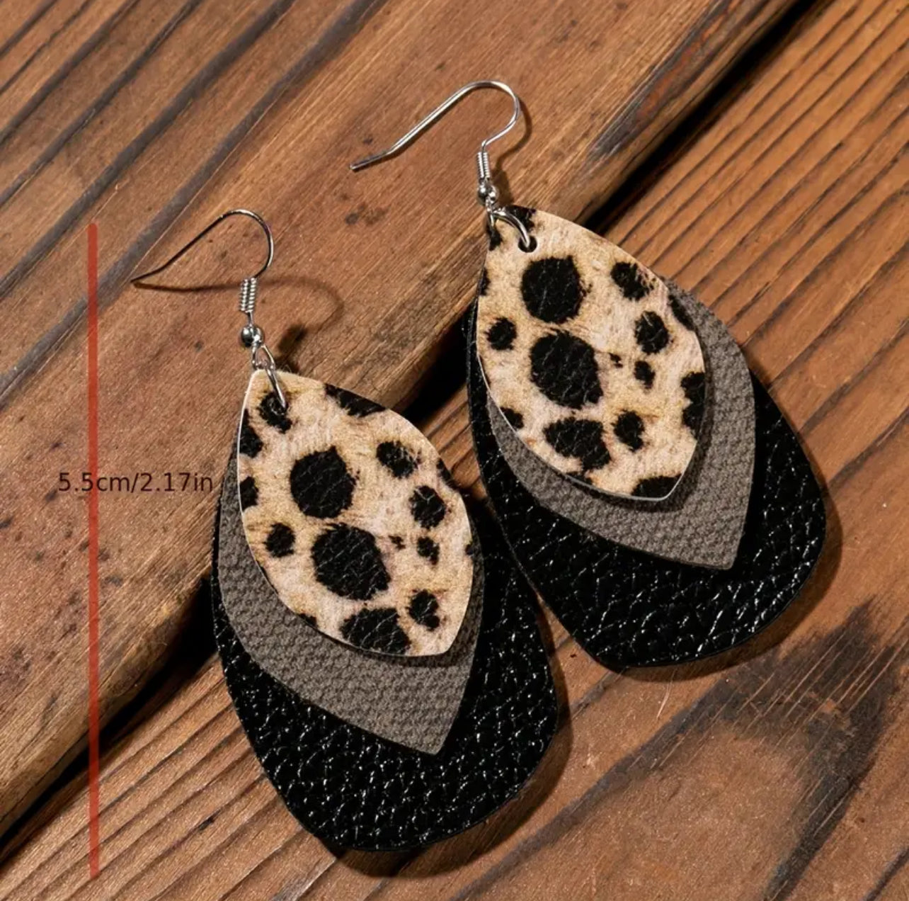 3 Layer Leopard Pattern Dangle Earrings