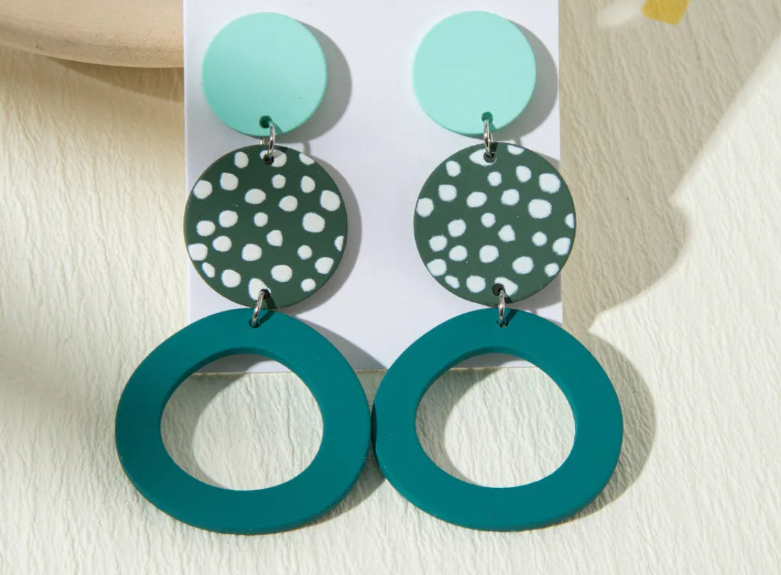 Colorful Round Triple Drop Dangle Earrings