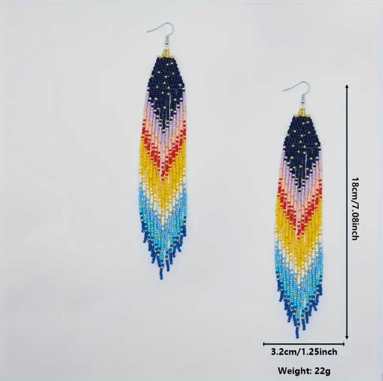 Gradient Beaded Tassel Earrings