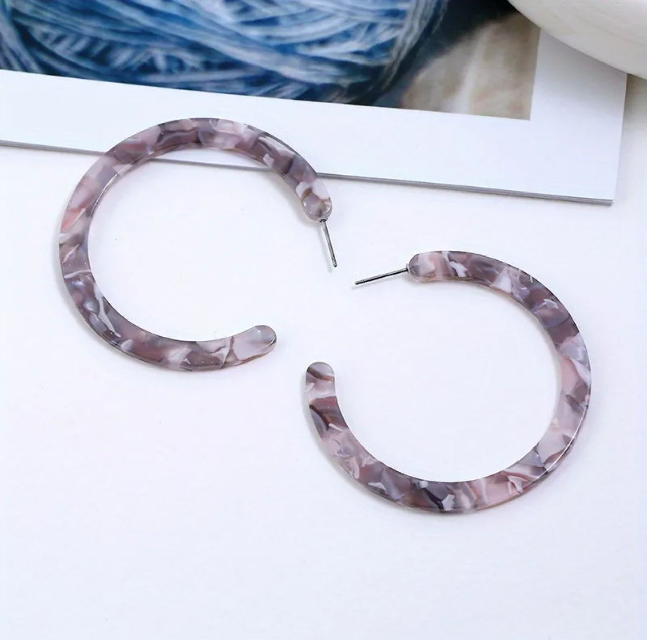 Large C-Shape Acrylic Hoop Earrings