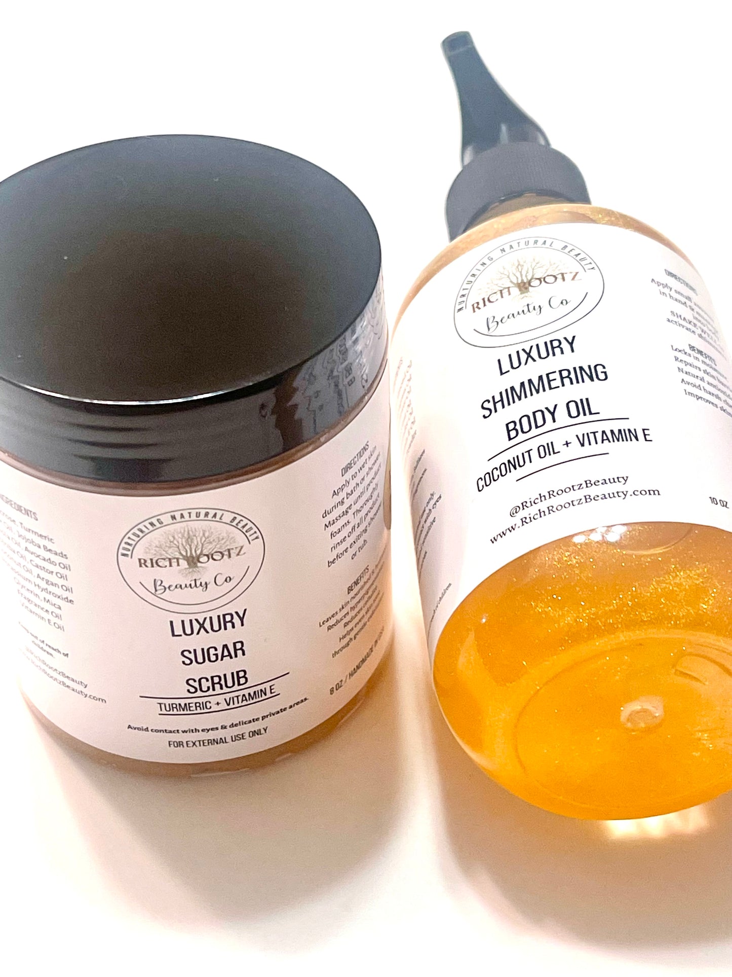 The Smooth n' Glow Duo - Luxury Body Sugar Scrub & Luxury Shimmering Body Oil