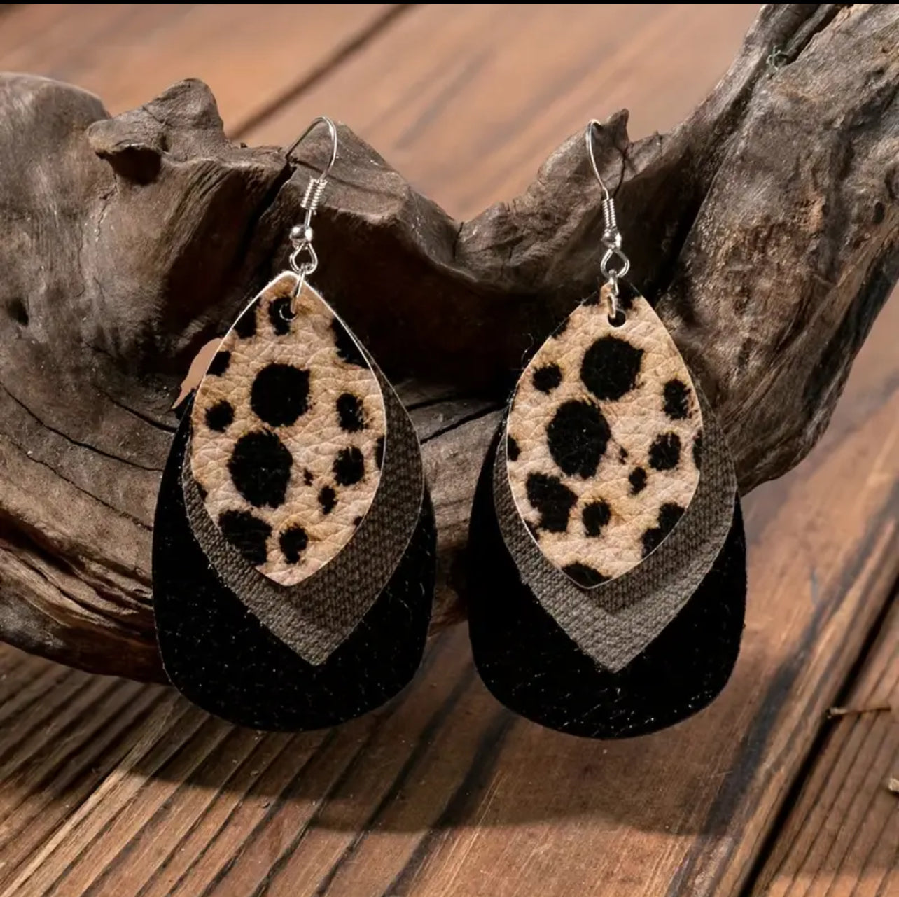 3 Layer Leopard Pattern Dangle Earrings