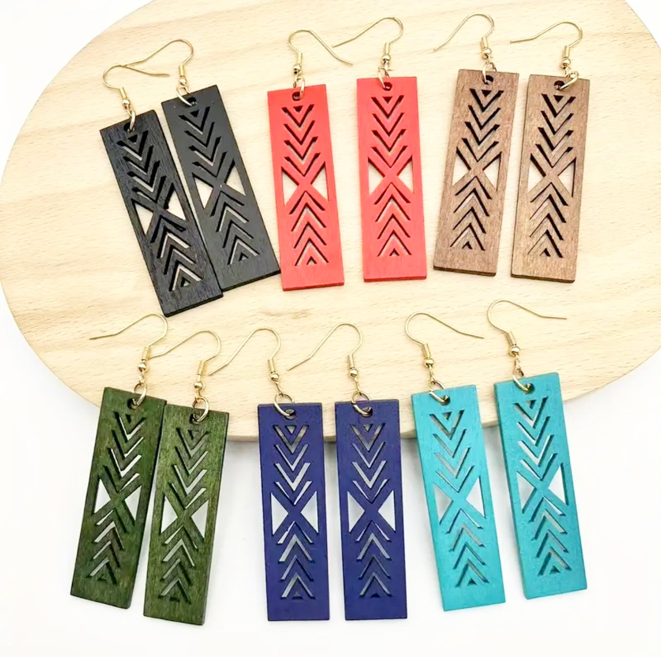 Rectangular Shaped Geometric Dangle Earnings