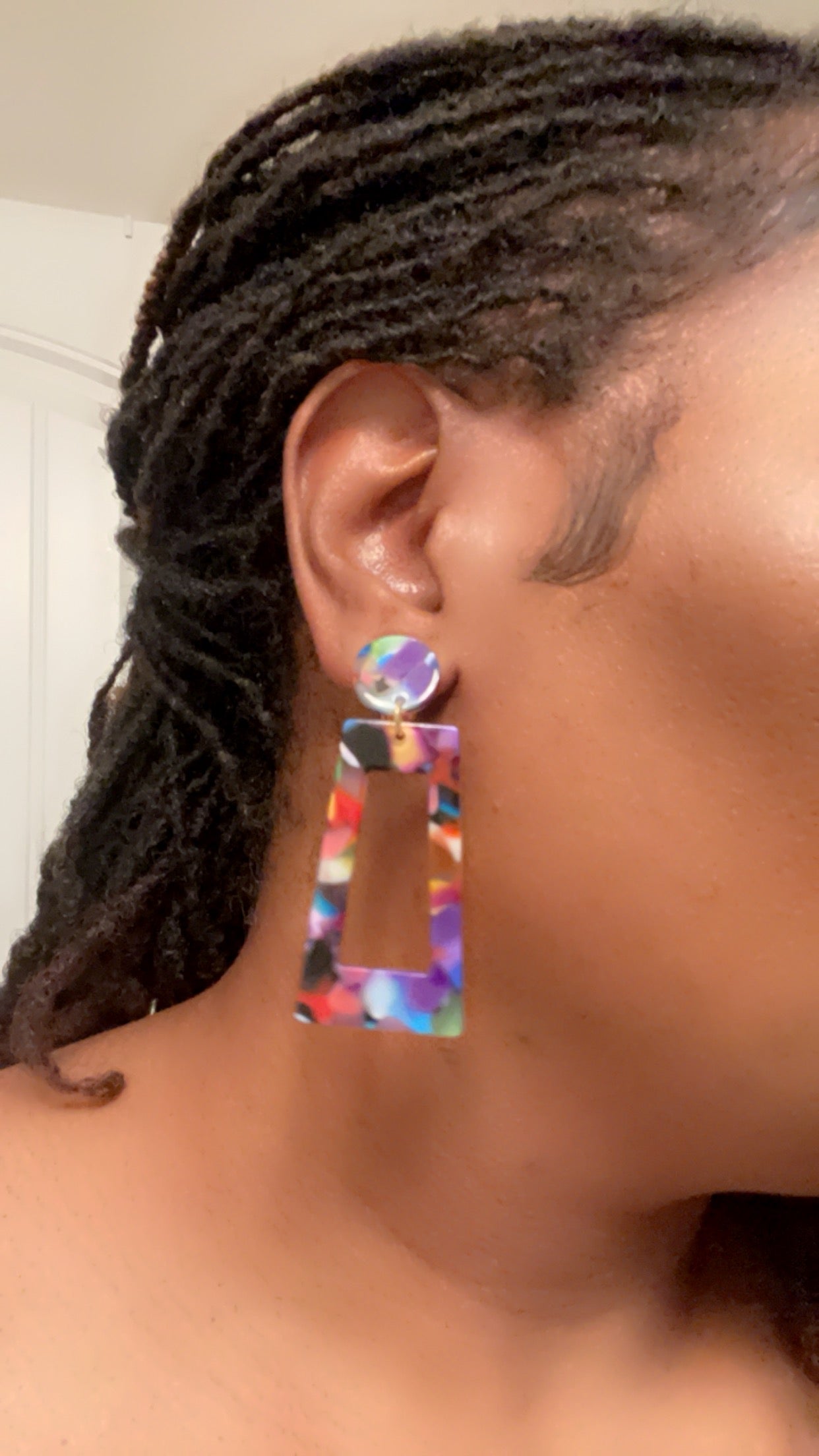 Acrylic Clip On Dangle Earrings (3 Pair Set)