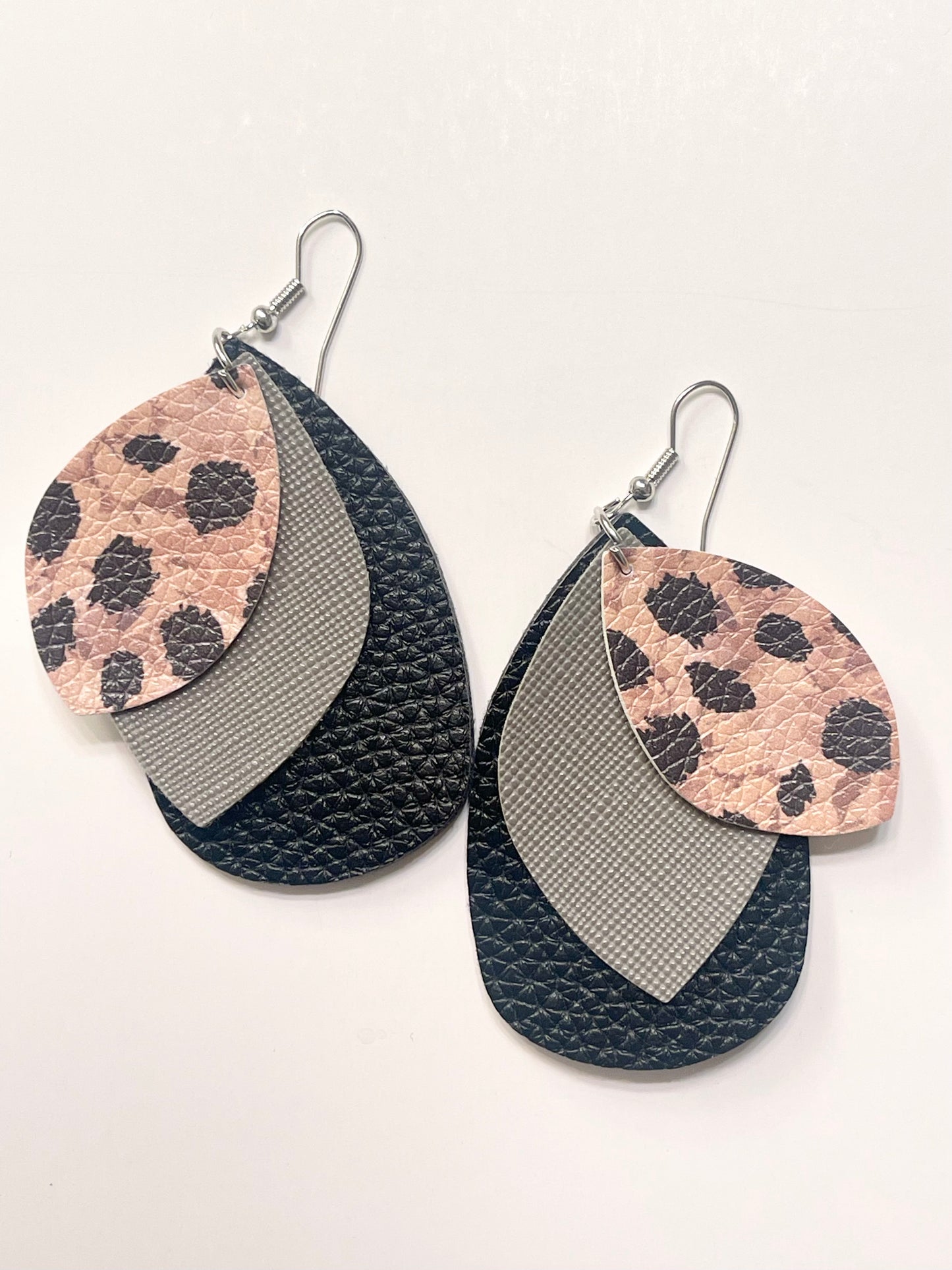 3 Layer Leopard Pattern Dangle Earrings