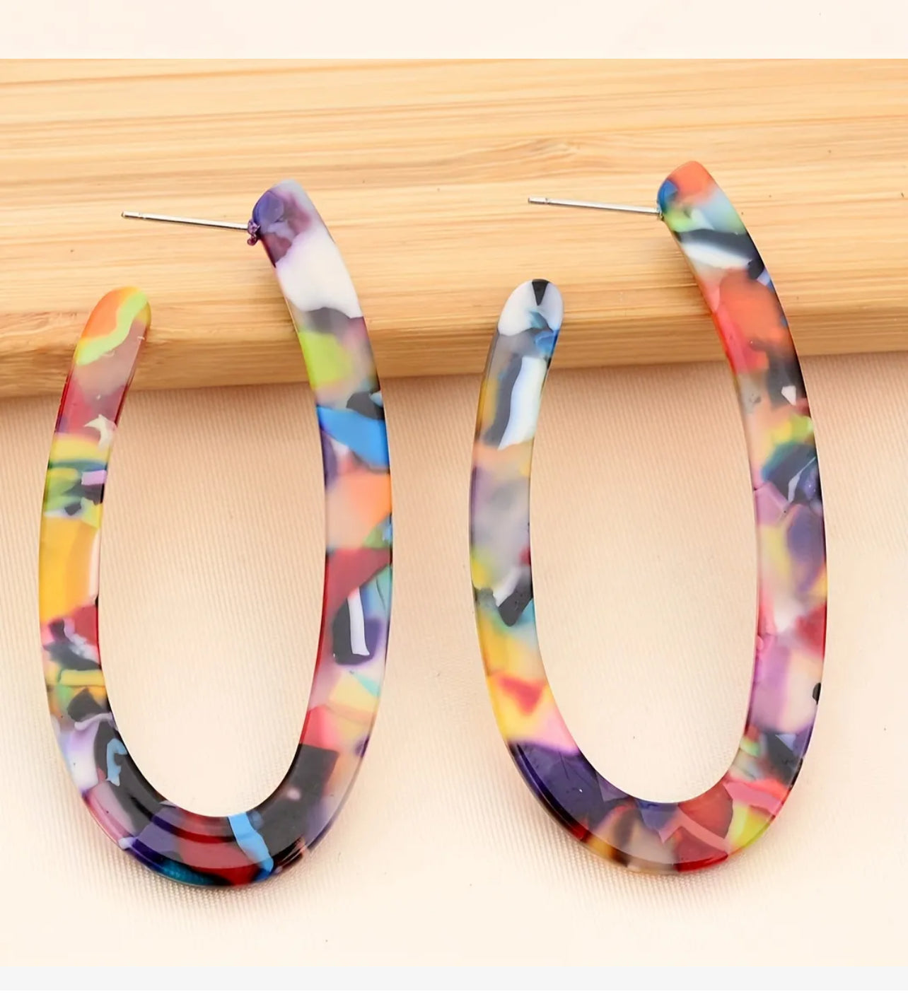 Large Acrylic Oblong Hoop Earrings