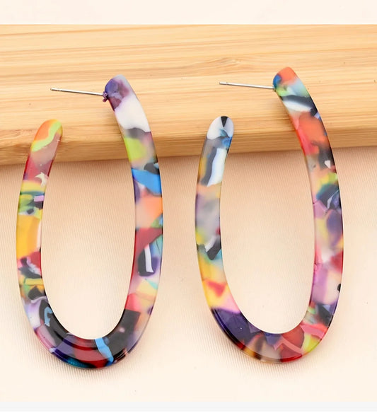 Large Acrylic Oblong Hoop Earrings