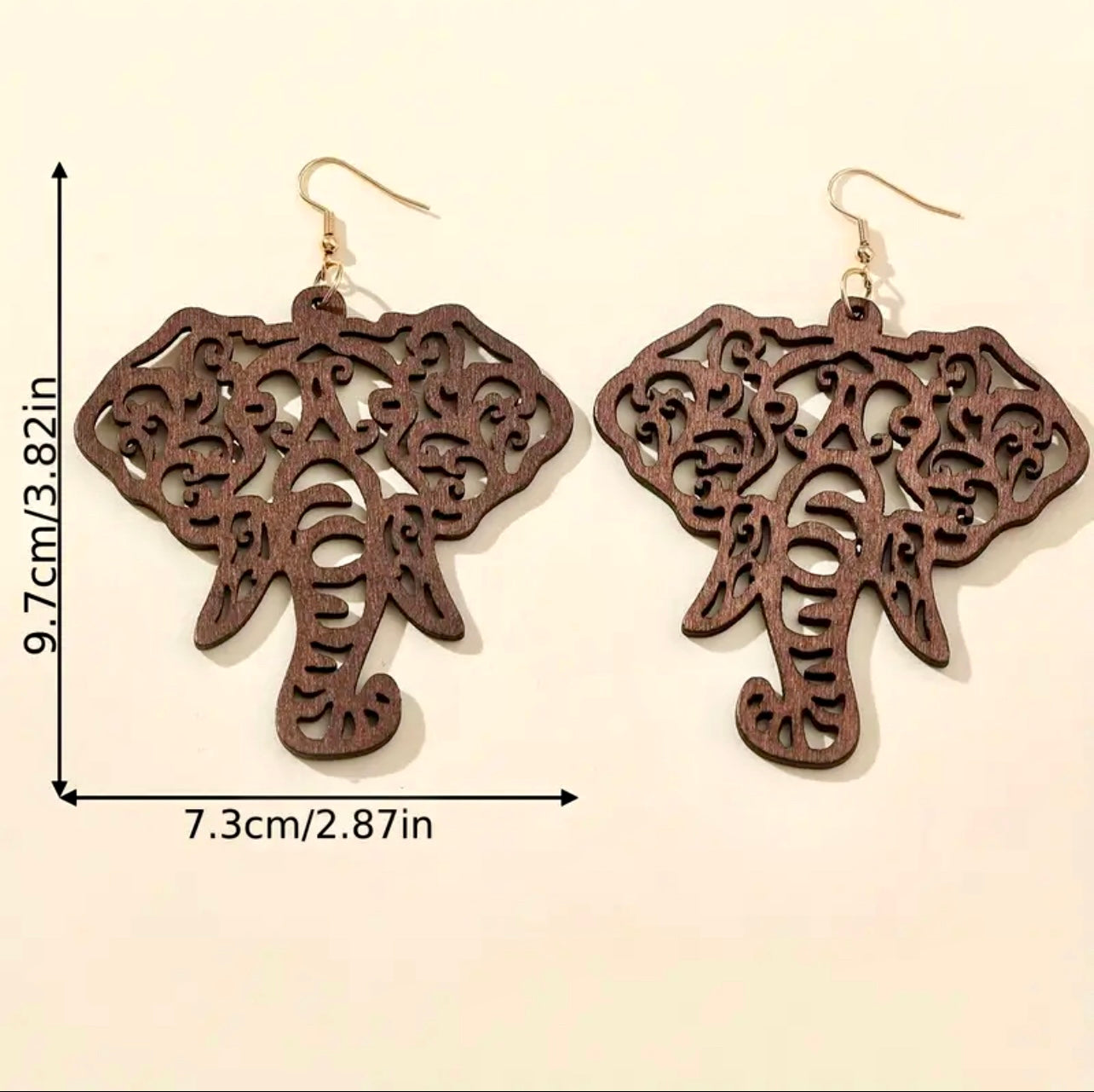 Carved Elephant Dangle Earrings