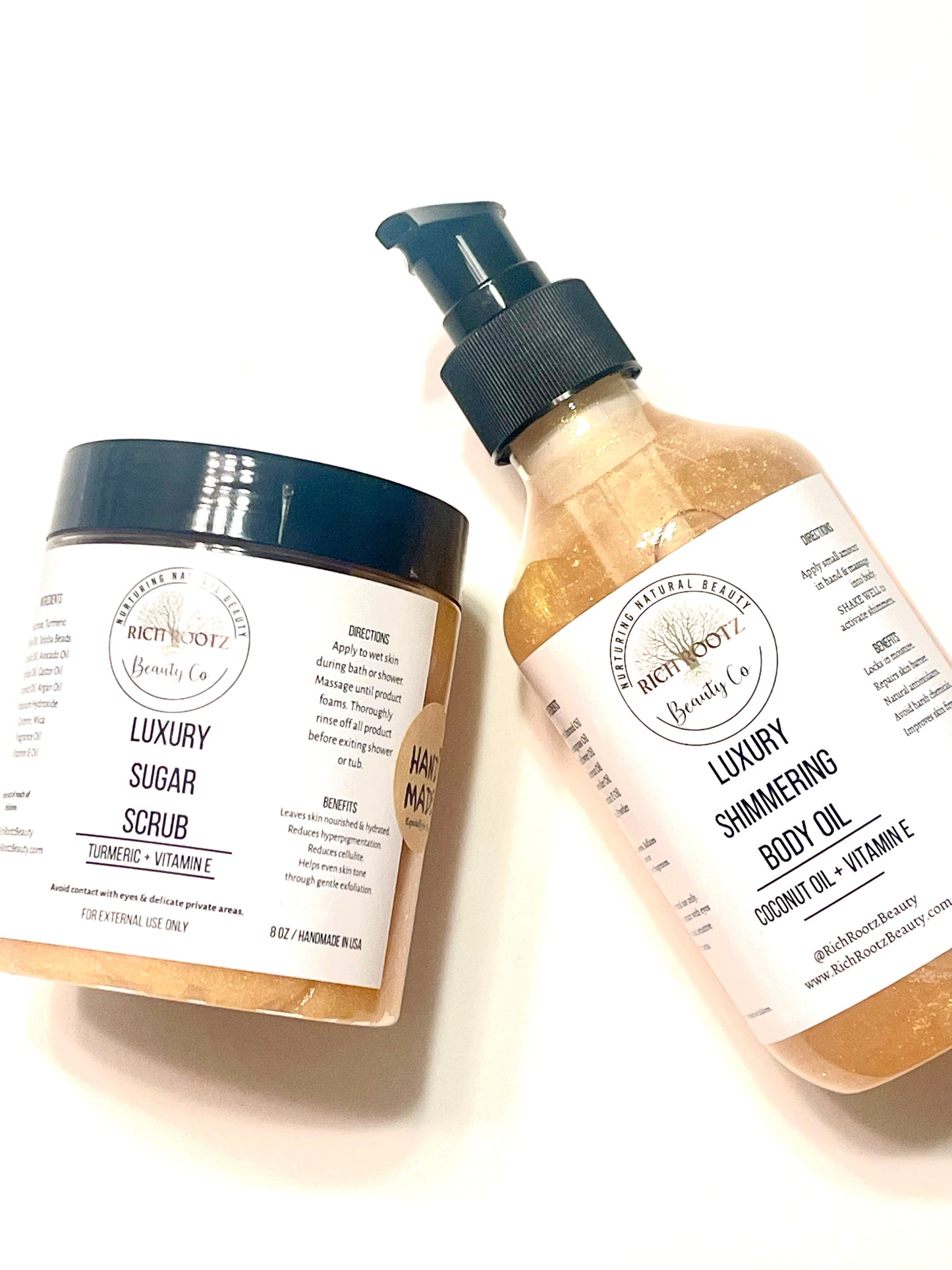 The Smooth n' Glow Duo - Luxury Body Sugar Scrub & Luxury Shimmering Body Oil