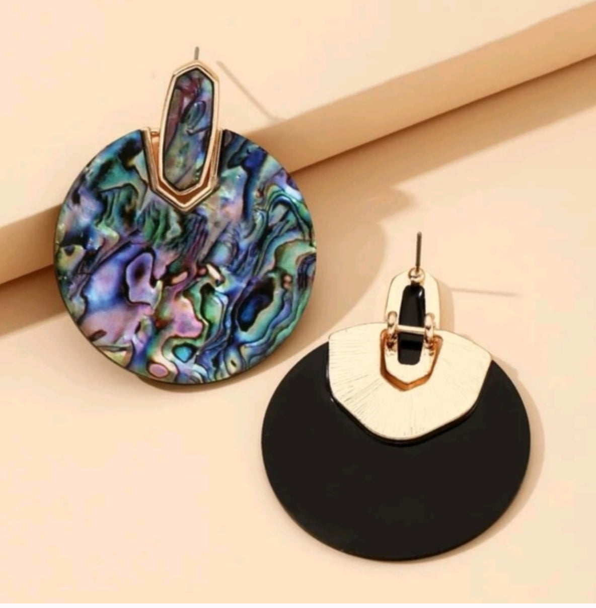 Abalone Shell Round Drop Earrings