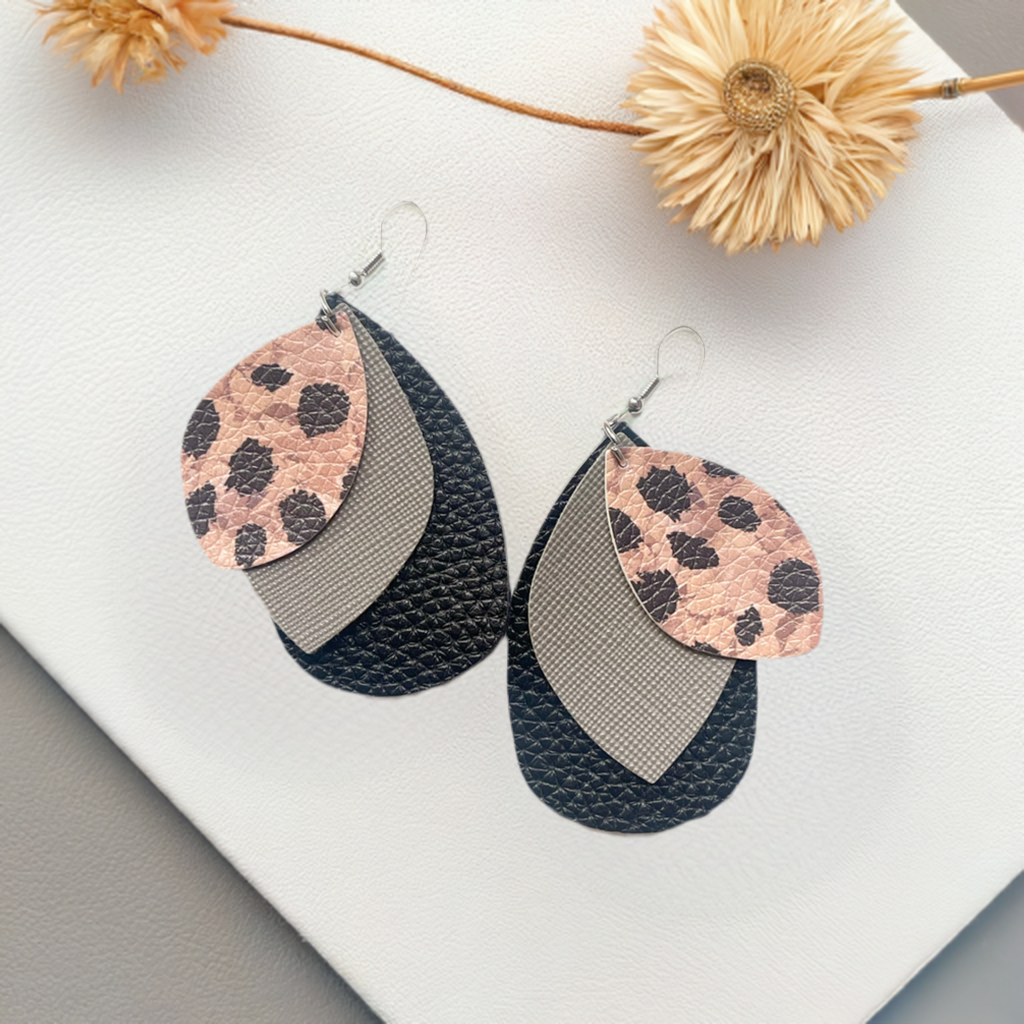 3 Layer Leopard Pattern Dangle Earrings